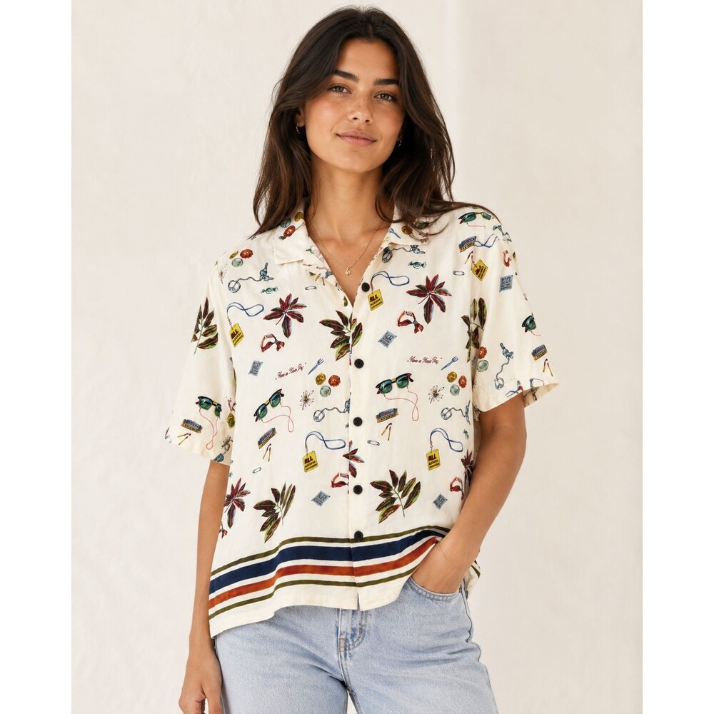 Scotch & Soda Have A Nice Day Festival Sunglasses Print Camp Shirt Size 38 M